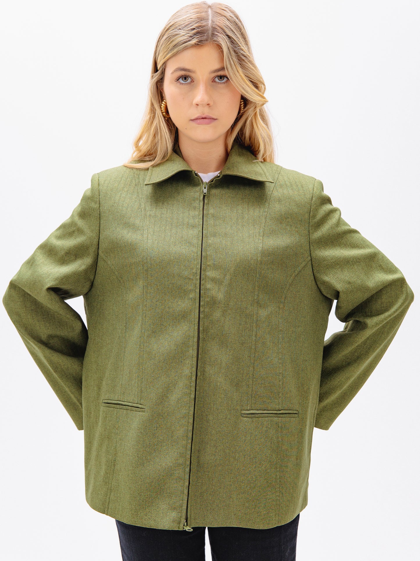 Olive Green Zip-Up (Or Down) Jacket