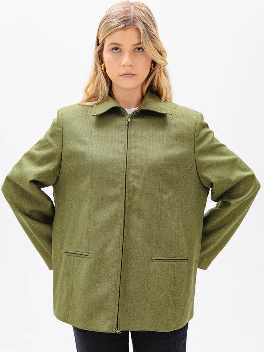 Olive Green Zip-Up (Or Down) Jacket