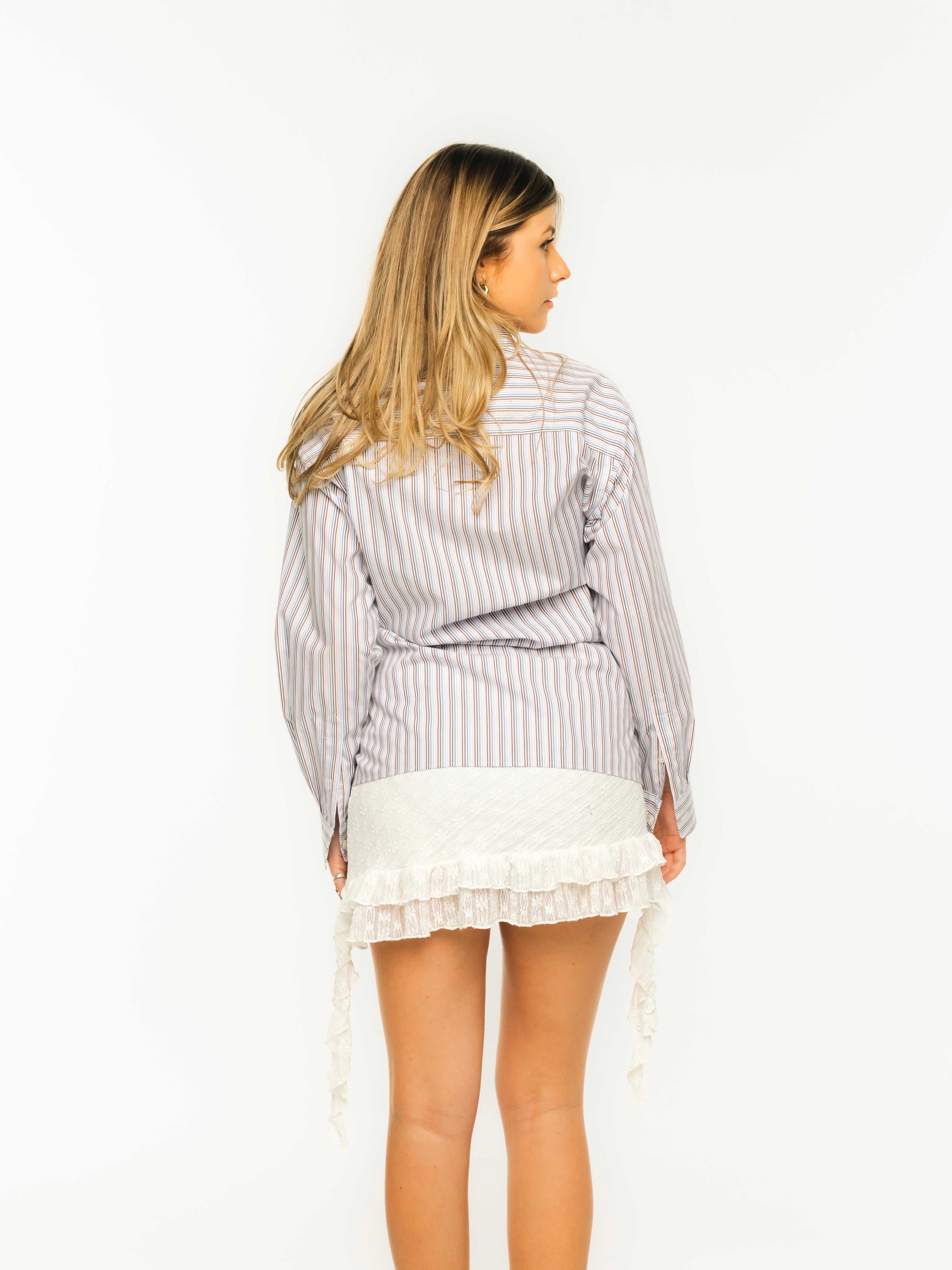 Alma Shirt (Pink, Red, Blue & White Pinstripe)