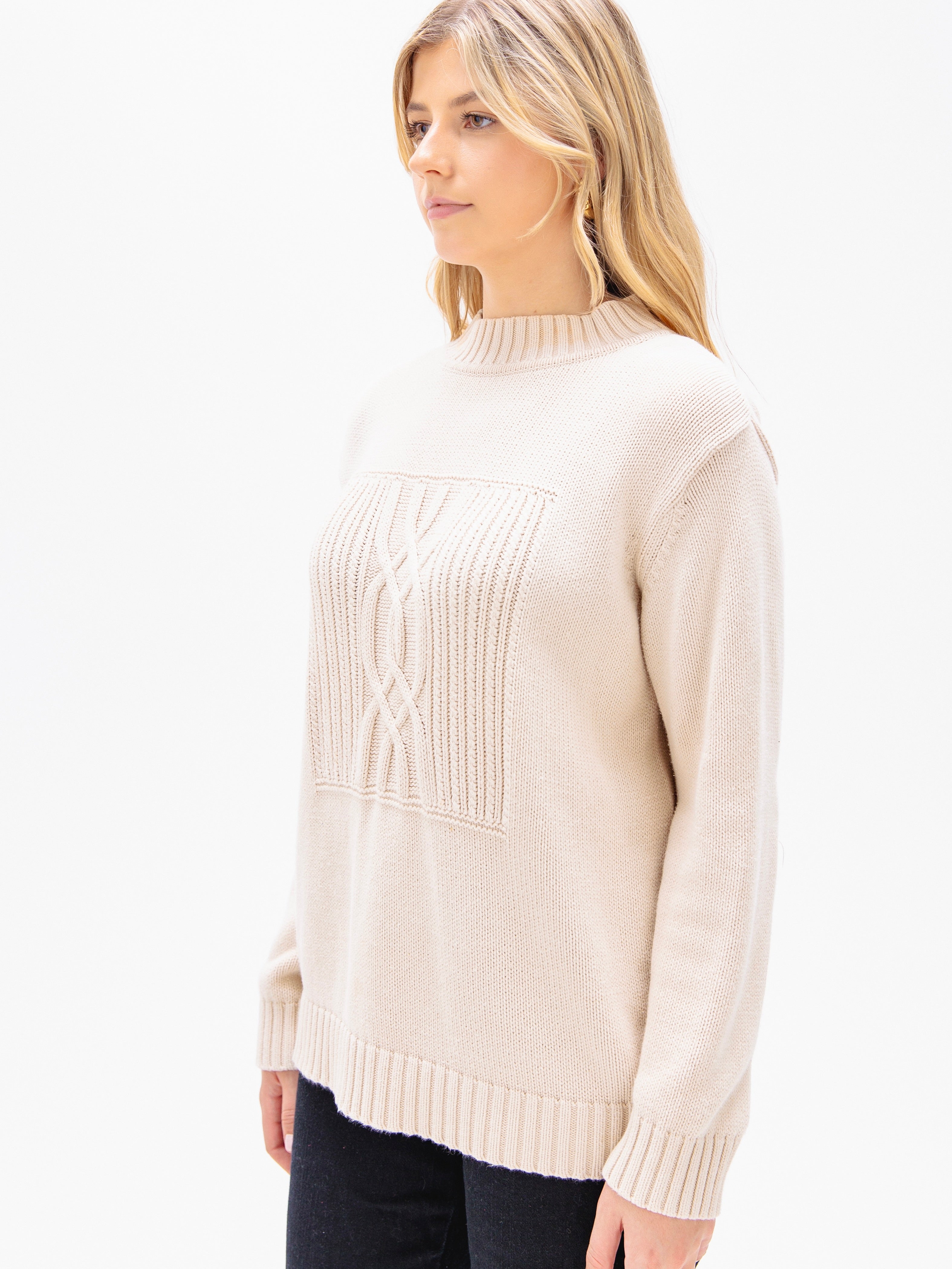 Classic Cream Cable Knit Sweater
