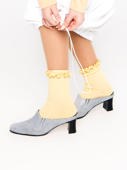 Light Blue Snakeskin Vintage Laura Benini Mule Heels