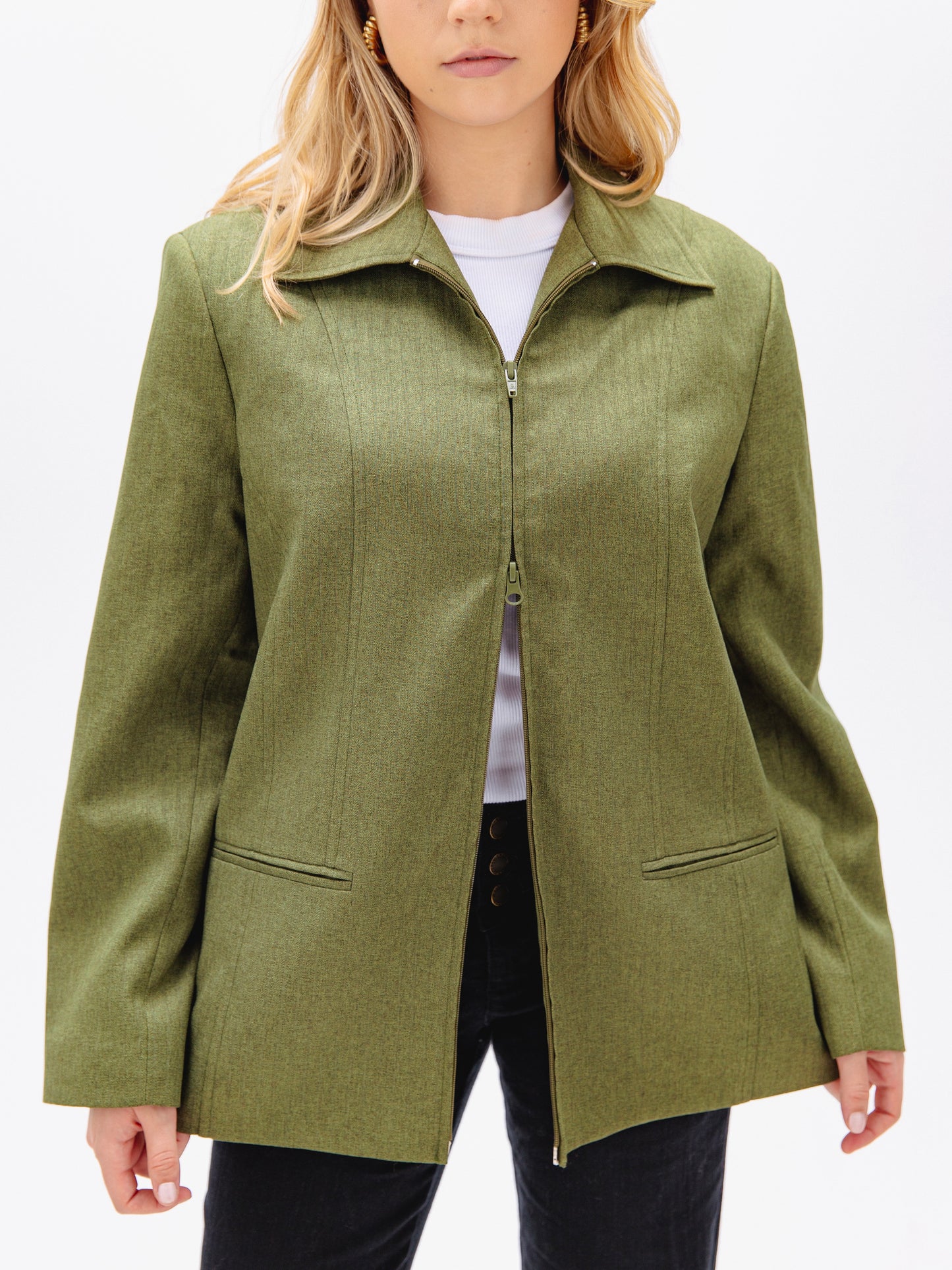 Olive Green Zip-Up (Or Down) Jacket