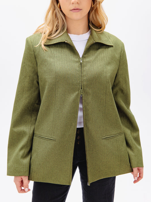 Olive Green Zip-Up (Or Down) Jacket