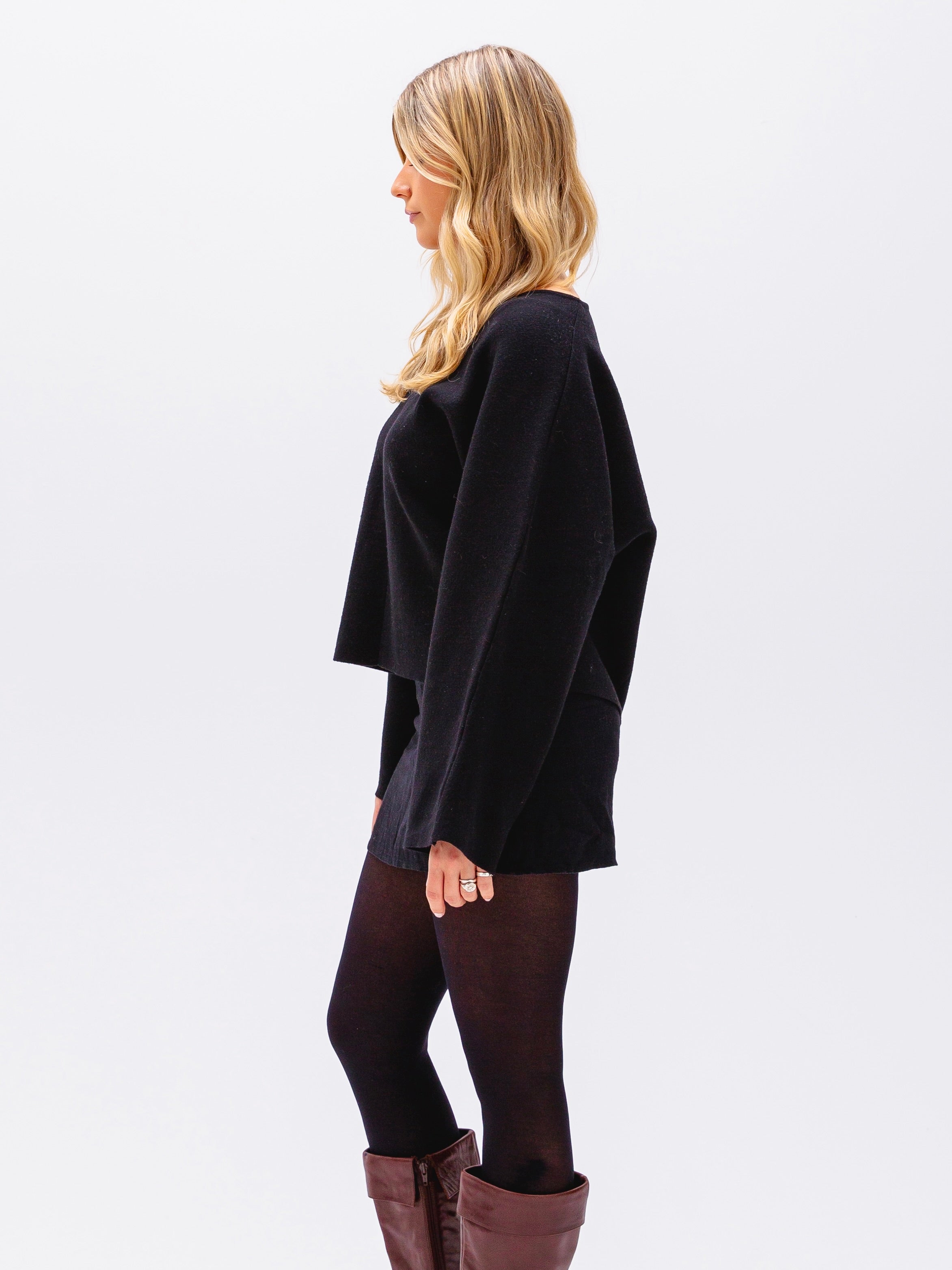 Bell-Sleeved Black Sweater