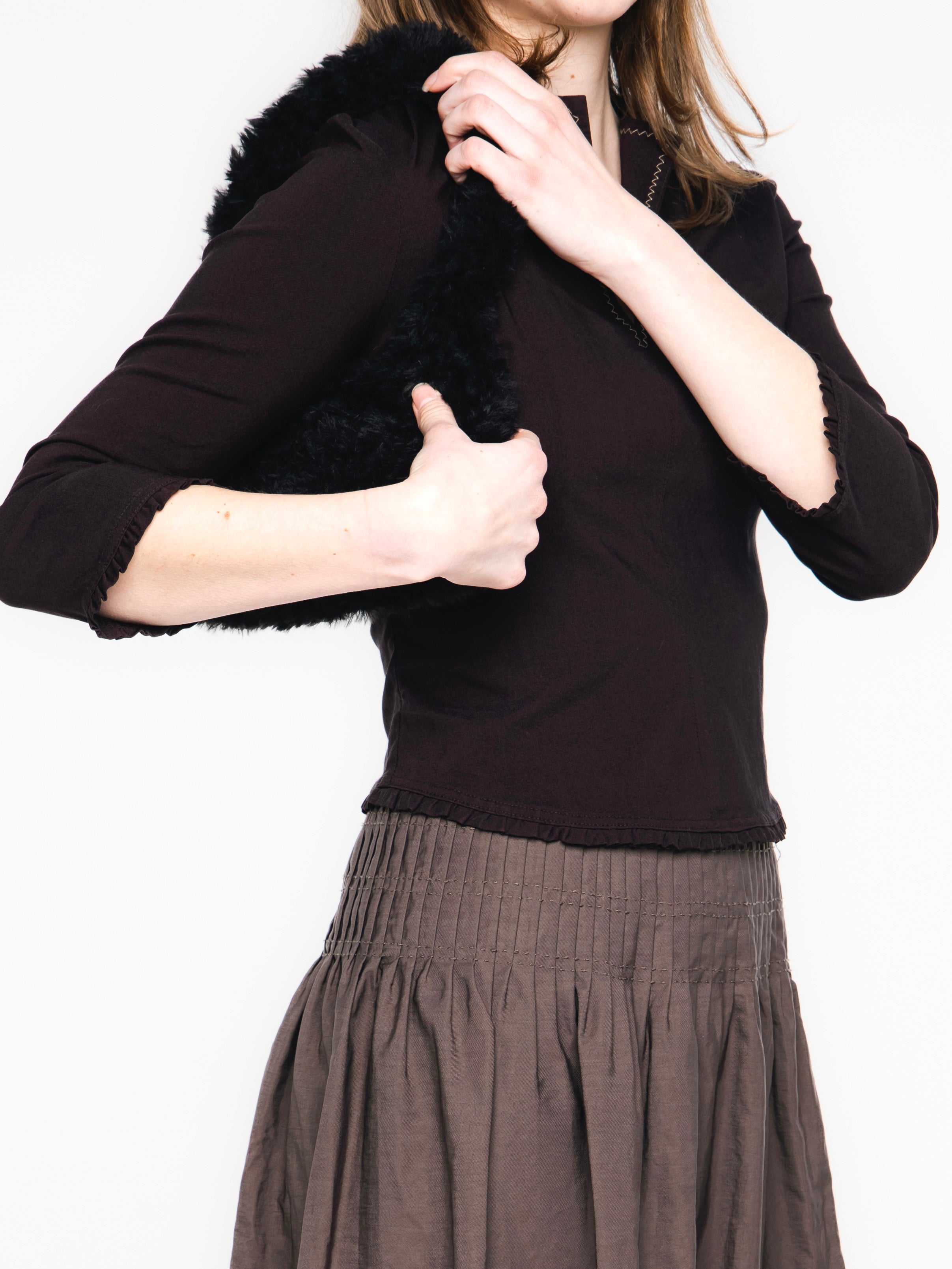 Coffee Bean Brown 3/4 Sleeve Top