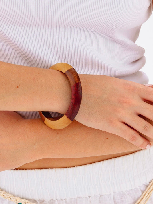 Tri-Tone Wooden Bangle