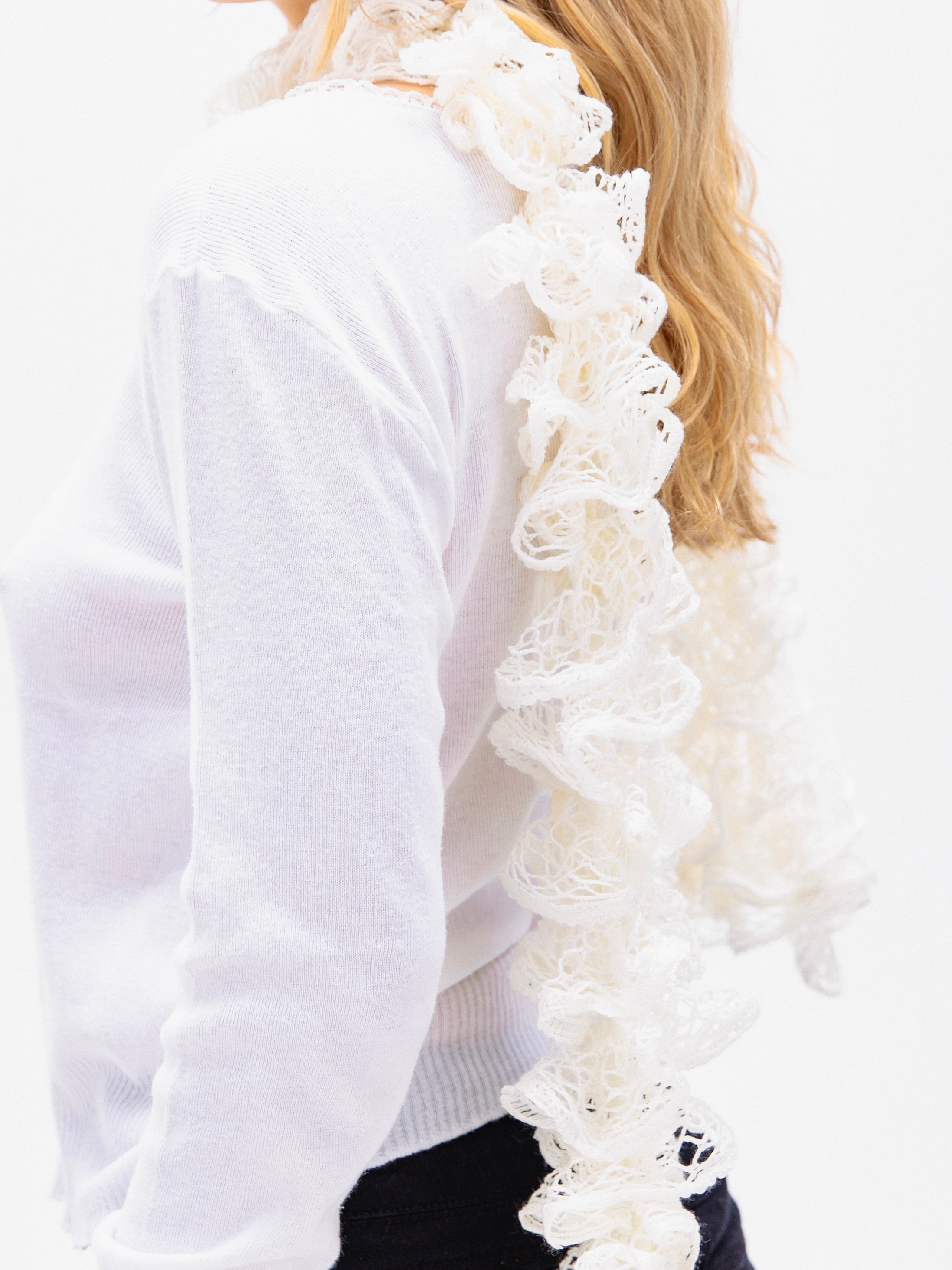 Delicate White Long-Sleeve With Lace Detailing