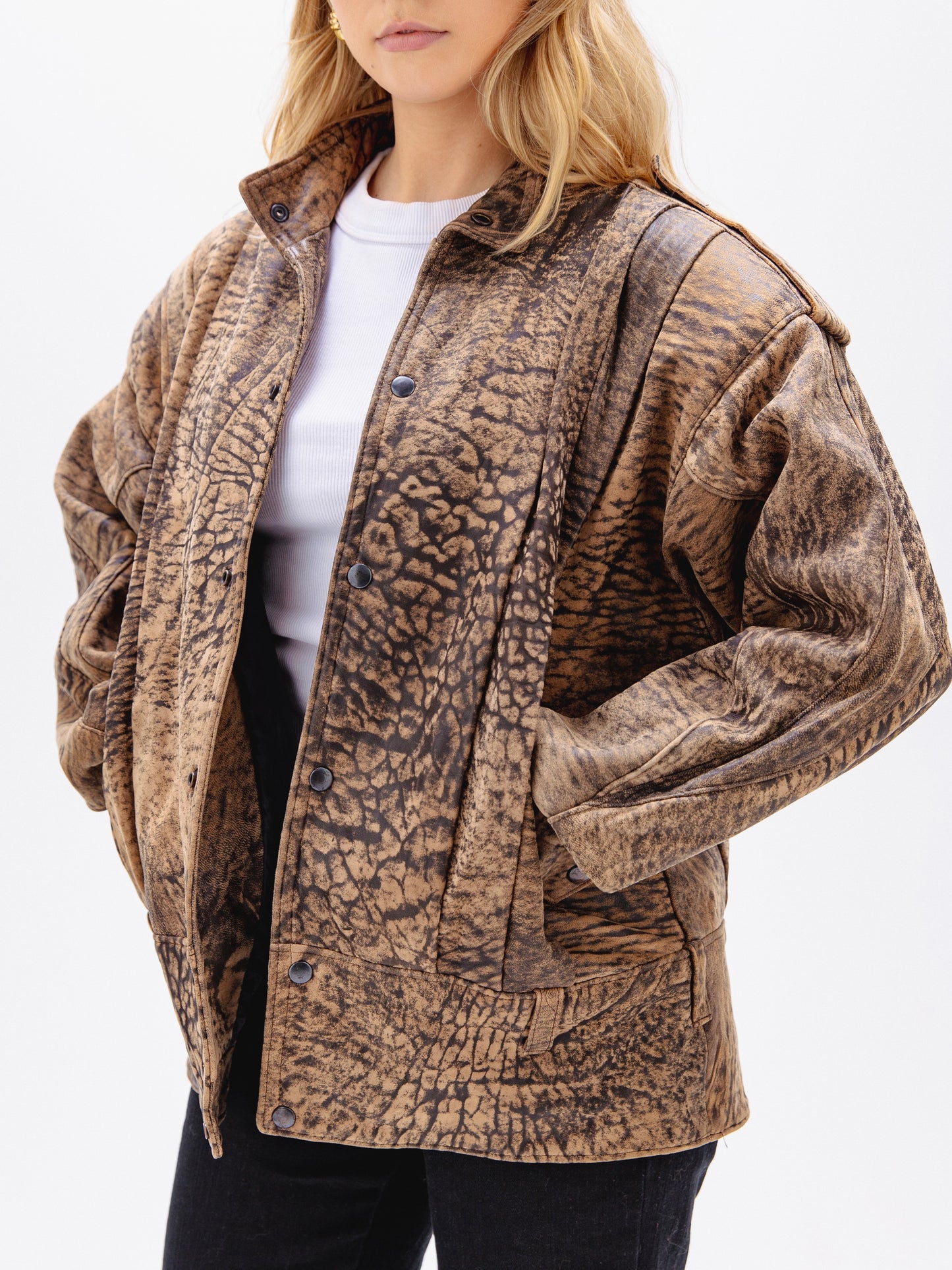 Two-Tone Vintage Leather Jacket