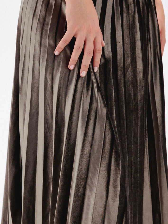 Vintage Velvet Pleated Skirt