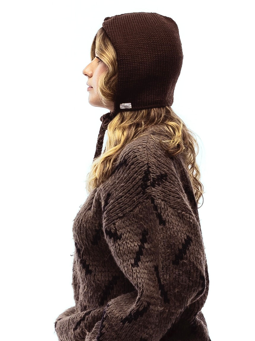 Knitted Bonnet in Brown