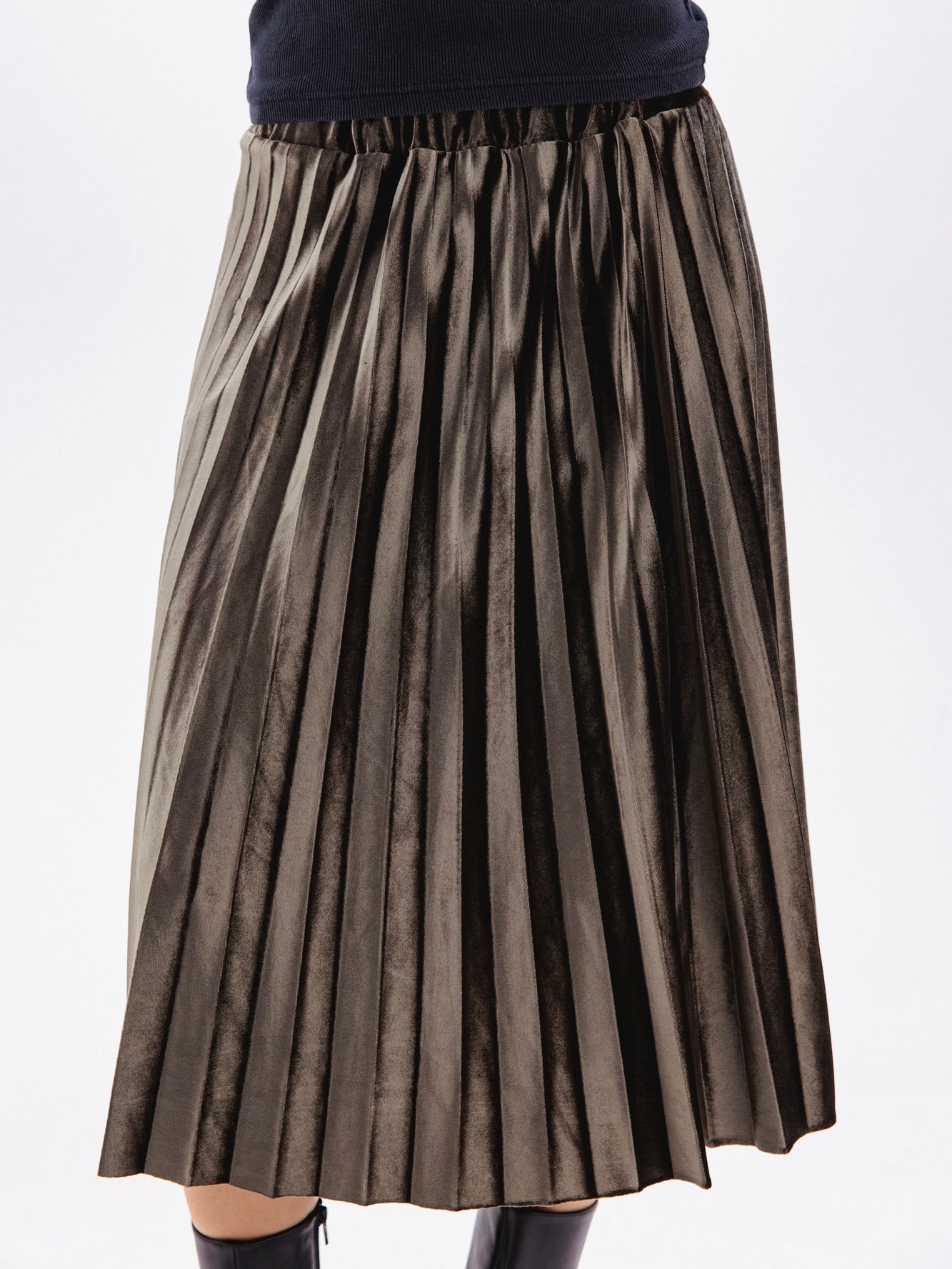 Vintage Velvet Pleated Skirt