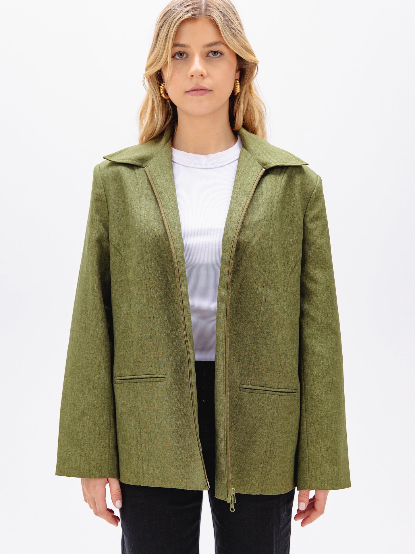 Olive Green Zip-Up (Or Down) Jacket