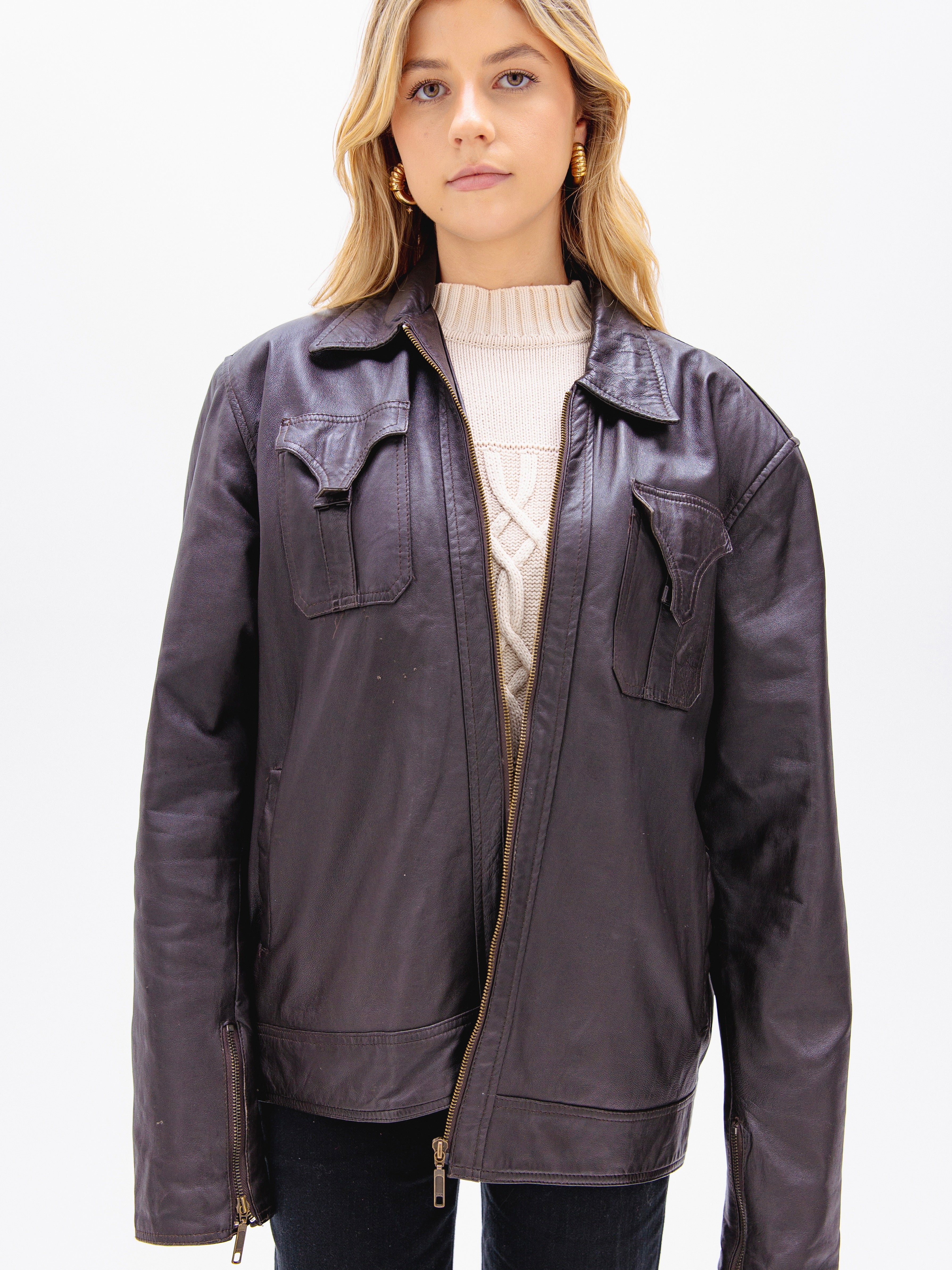 Unisex Dark Chocolate Brown Leather Jacket