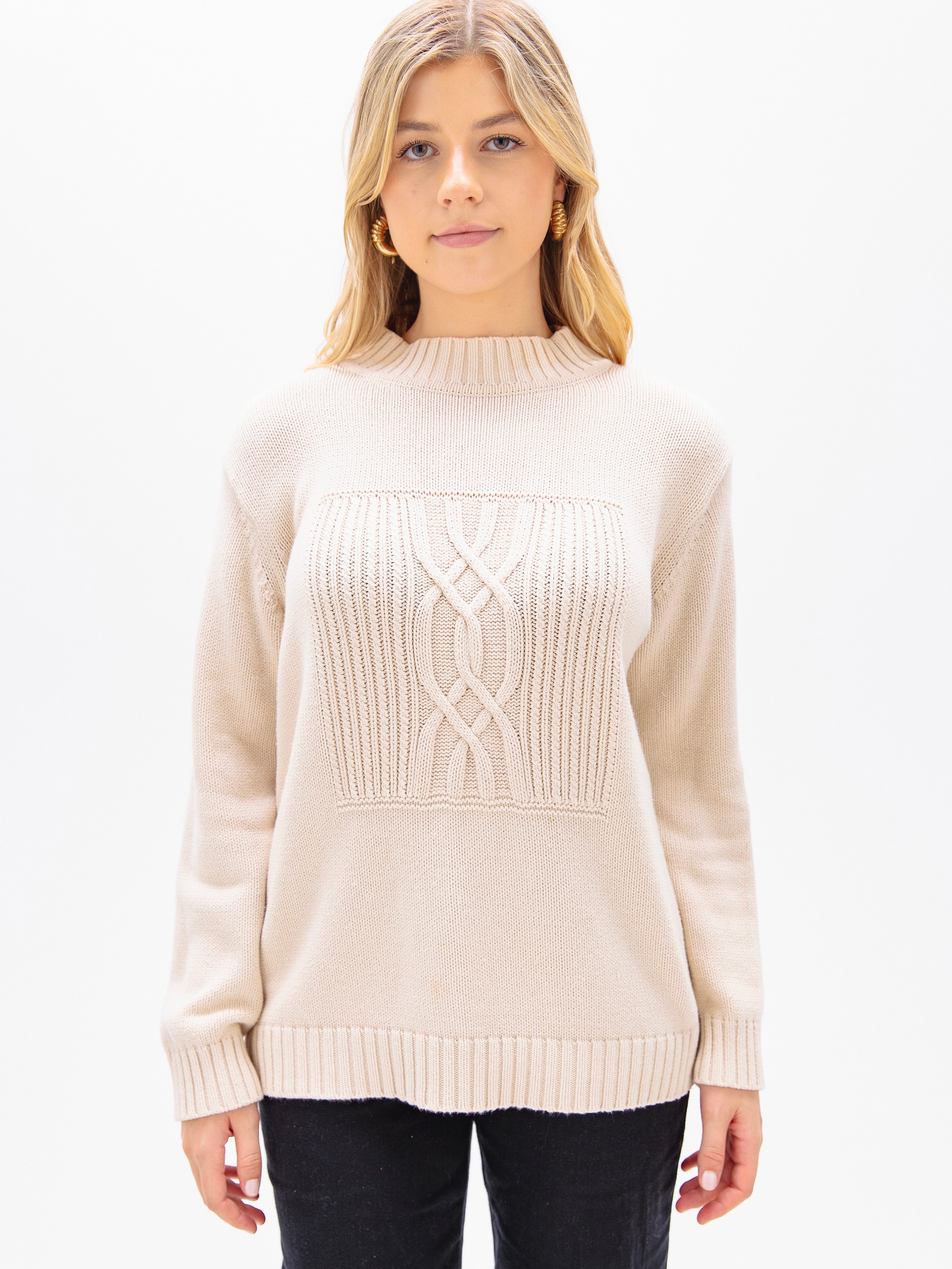 Classic Cream Cable Knit Sweater