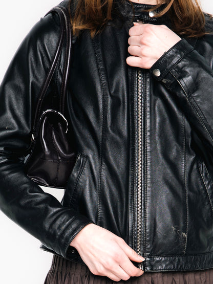 Double Espresso Black Vintage Leather Jacket