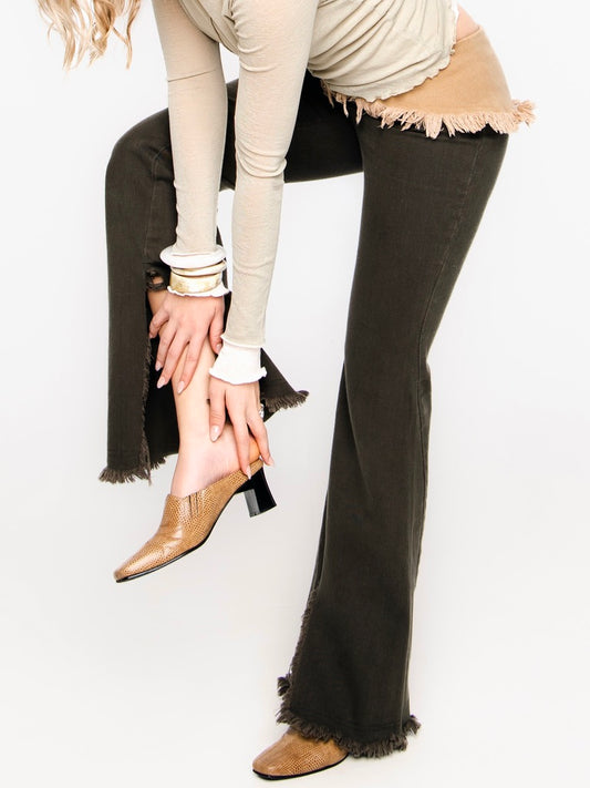 Light Brown Snakeskin Vintage Mule Heels