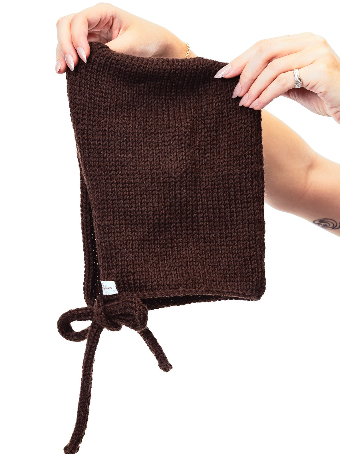 Knitted Bonnet in Brown