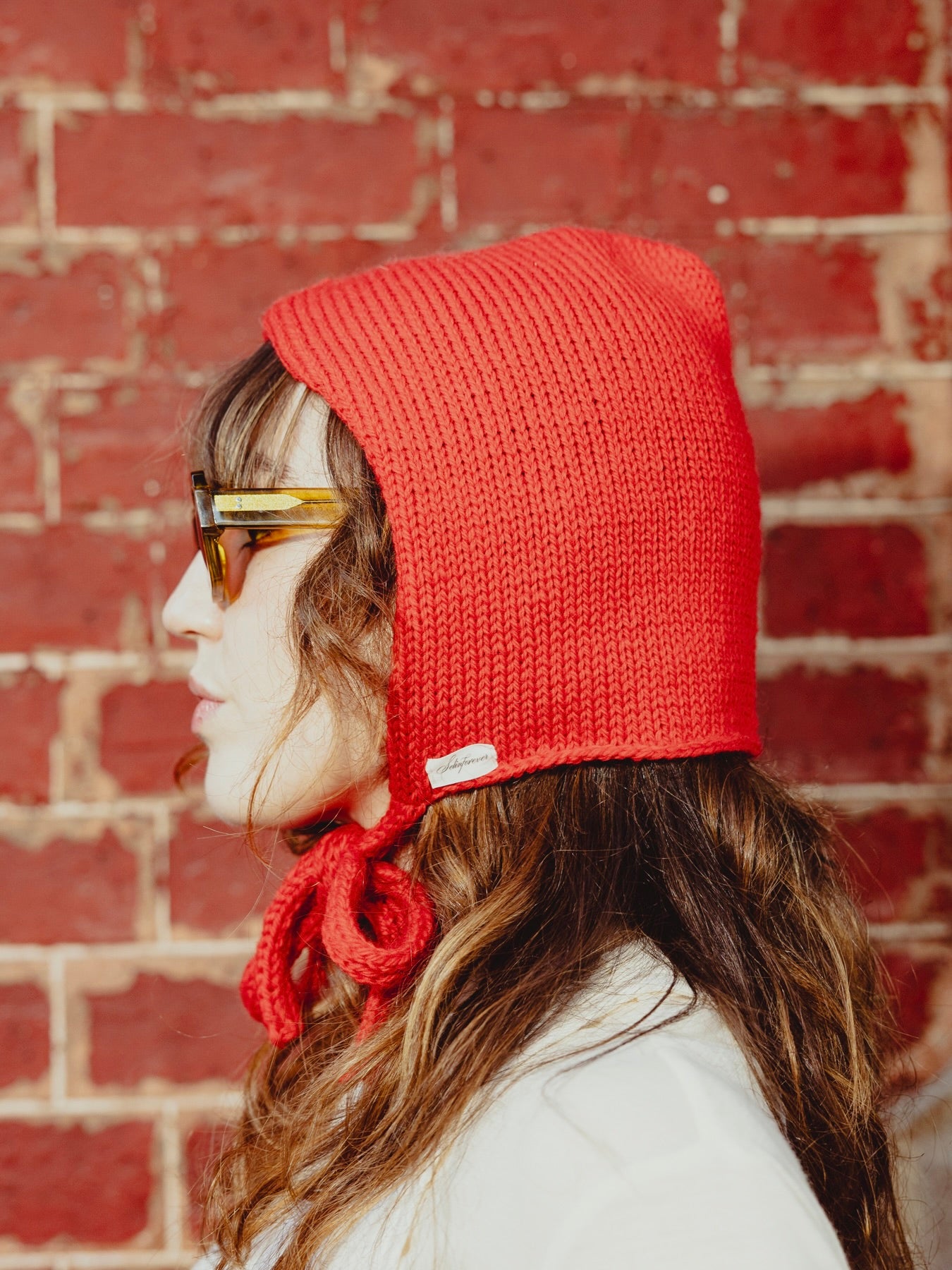 Knitted Bonnet in Red