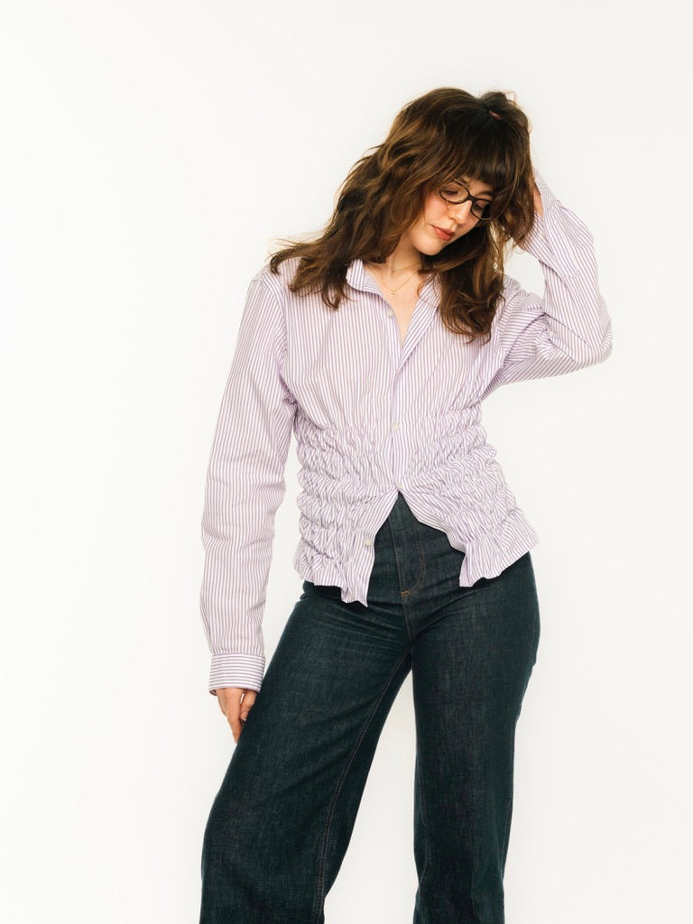 Alma Shirt (Purple & White Stripe)