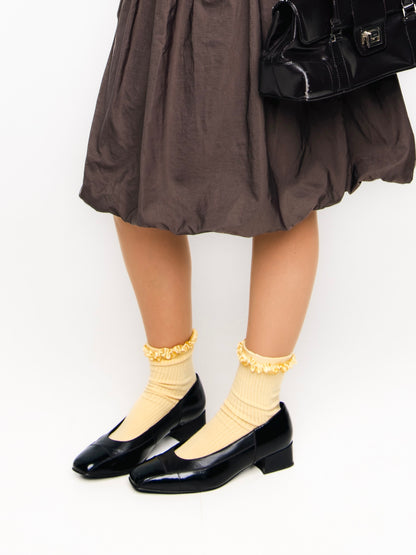 Vintage Black Square Toe Mules