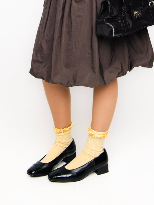 Vintage Black Square Toe Mules
