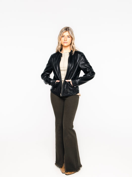 Double Espresso Black Vintage Leather Jacket