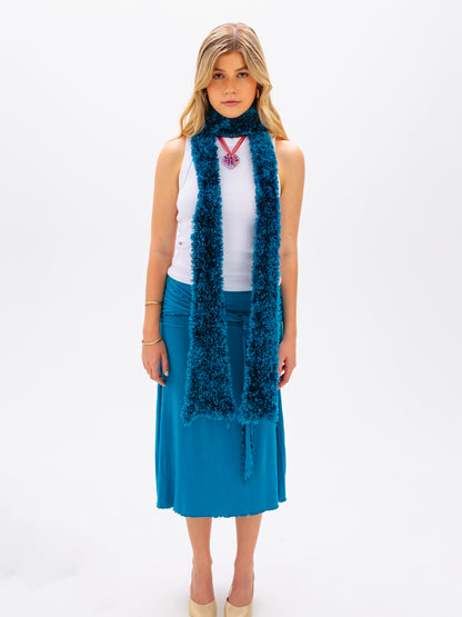Fuzzy Vintage Blue Scarf