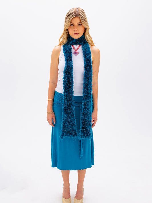 Fuzzy Vintage Blue Scarf