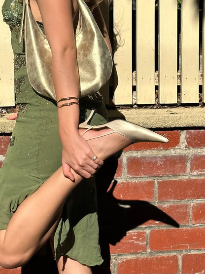 Vintage Gold Kitten Heels