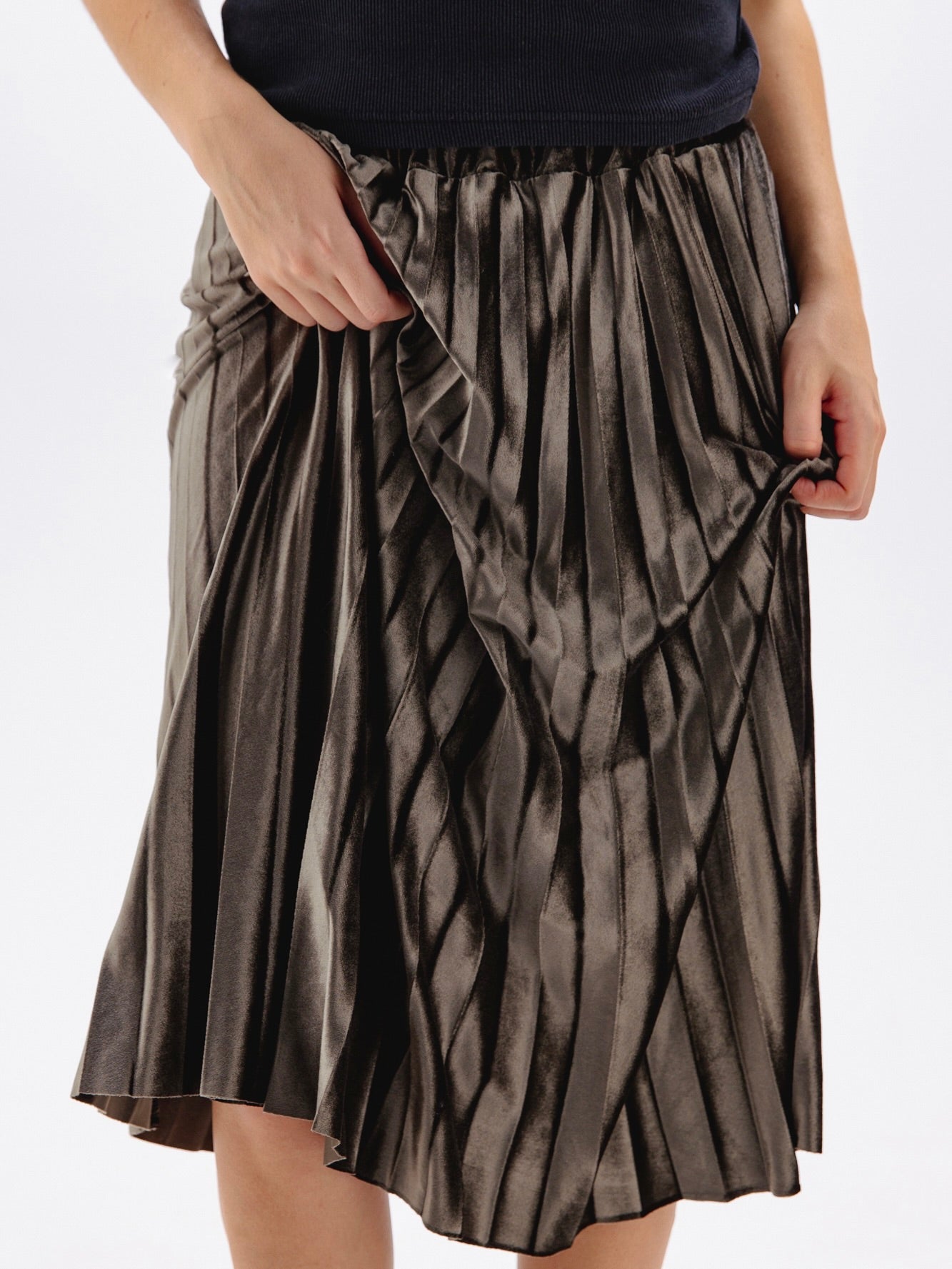 Vintage Velvet Pleated Skirt