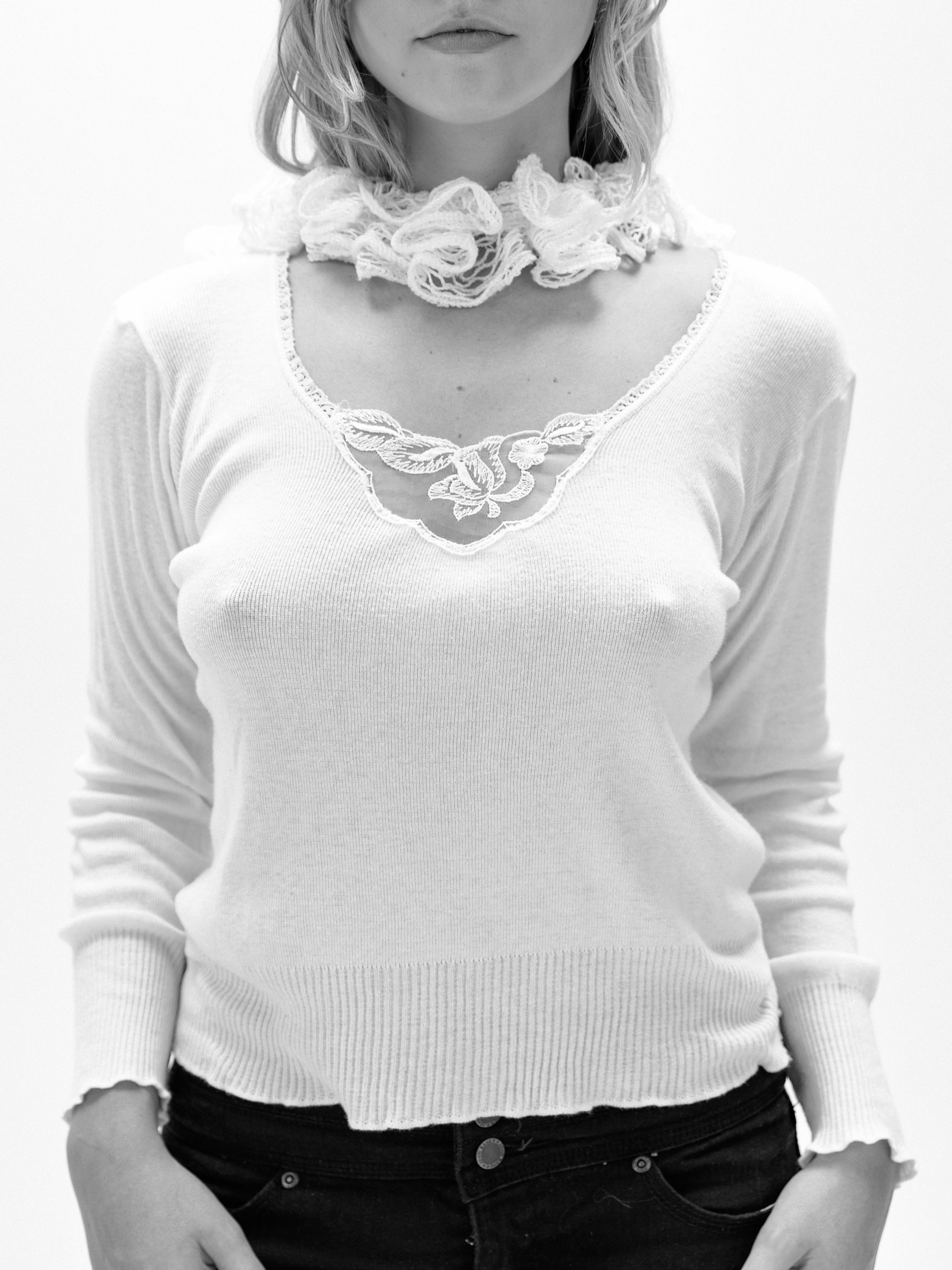 Delicate White Long-Sleeve With Lace Detailing