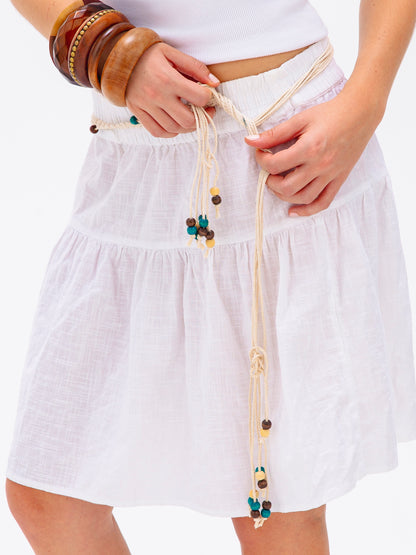 Beige Beaded Tie-Up Belt