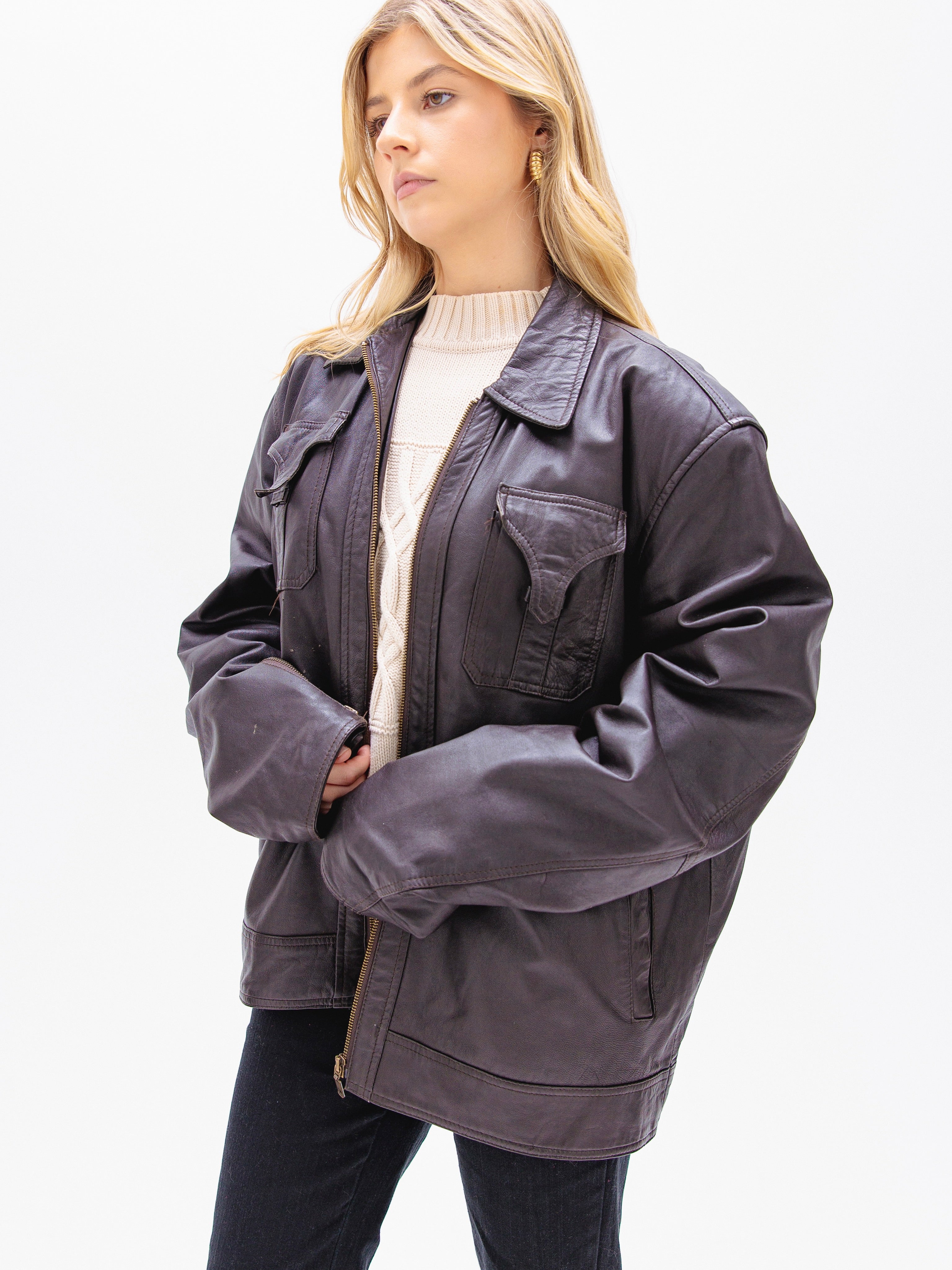 Unisex Dark Chocolate Brown Leather Jacket